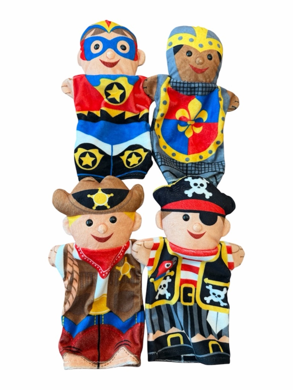 Melissa & Doug Hand Puppets Boys Cowboys Knight Superhero Pirate